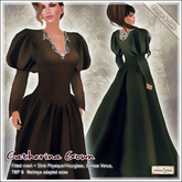 [V/W] Catherina Gown Bronze & Jade - Medieval Fantasy dress in fitted mesh + Slink, Belleza, TMP