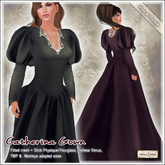 [V/W] Catherina Gown Grey & Purple - Medieval Fantasy dress in fitted mesh + Slink, Belleza, TMP