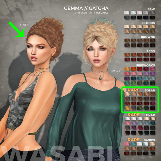 Wasabi // Gemma Mesh Hair - Style 1 - Solar Ombre RARE