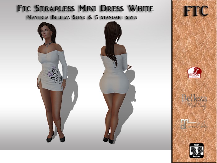 Ftc Strapless Mini Dress White