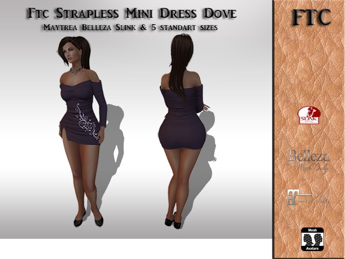 Ftc Strapless Mini Dress Dove