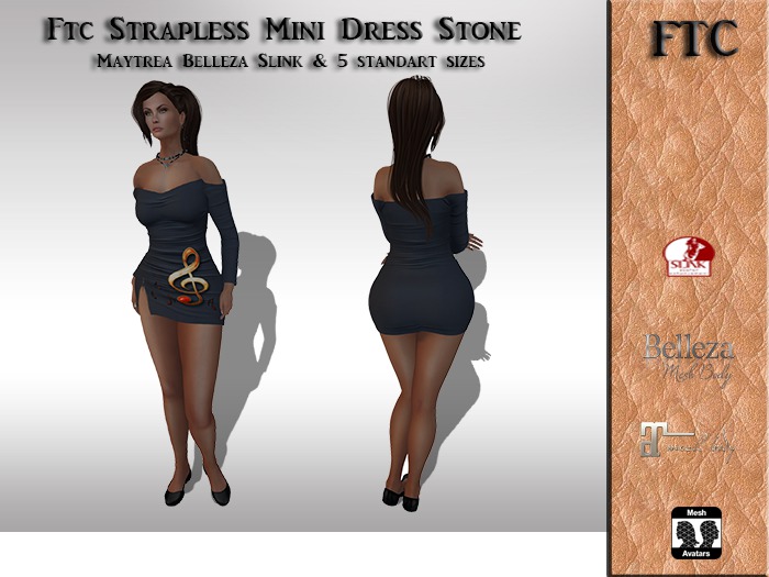 Ftc Strapless Mini Dress Stone