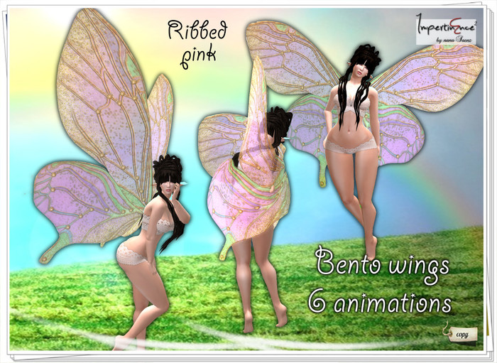 Butterfly wings Ribbed bento - Pink