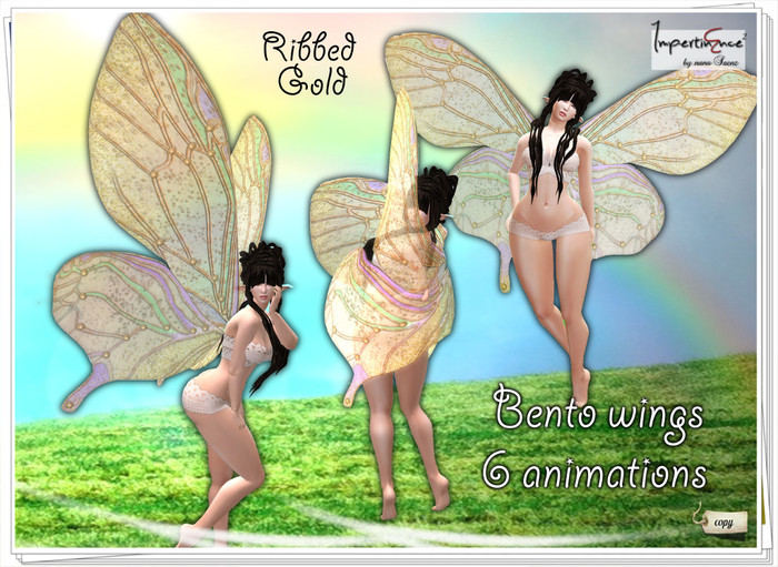 Butterfly wings Ribbed bento - Gold