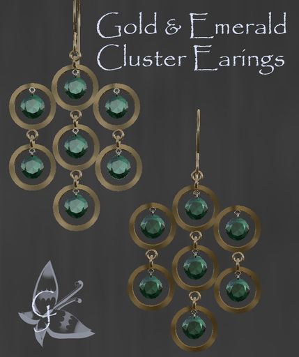 ::SSS:: Gold & Emerald Cluster Earings