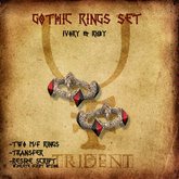 Gothic Rings Set [Ivory] [Ruby]