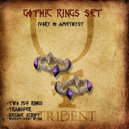 Gothic Rings Set [Ivory] [Amethyst]