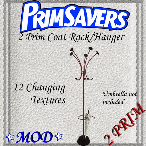 PrimSavers - 2 Prim Coat Rack - 12 Changing Textures