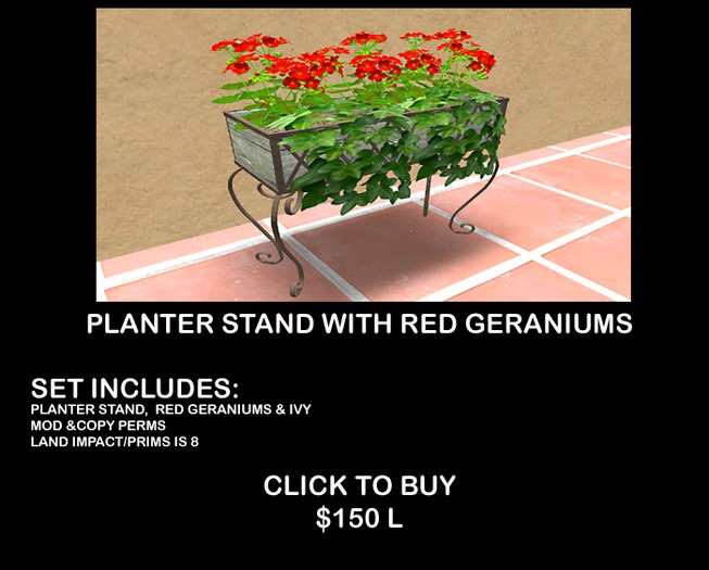 RED GERANIUM PLANT STAND BOXED
