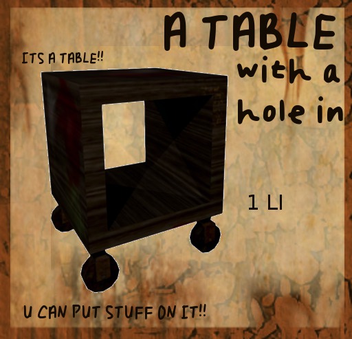 chavmade wee hollow table w/wheels on 1LI