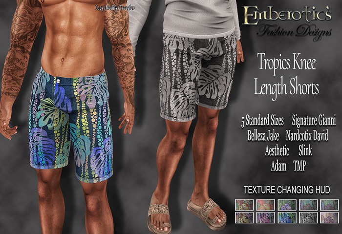 EFDM_66 Tropics Knee Length Shorts & Texture Hud