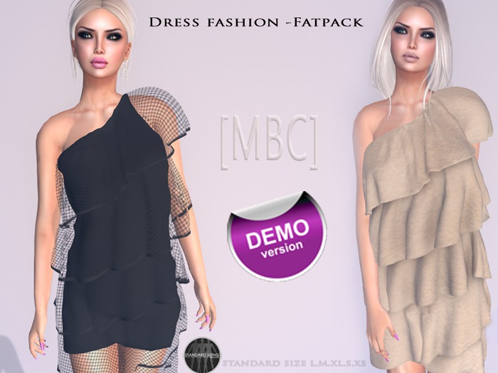 DEMO MESH [MBC] -Mesh Ruffle -One Shoulder-Dress fashion -Color