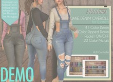 Addams "Jane" Denim Overall Mesh for Maitreya, Belleza, Slink #DEMO