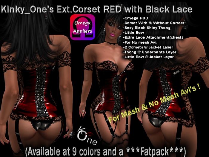 K_One Ext.Corset RED with Black Lace+OMEGA
