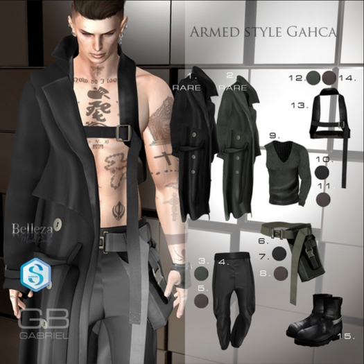 2.::GB::One shoulder trench coat / Dark olive RARE