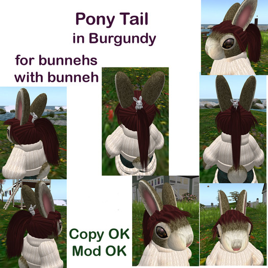 *Tiny B's Designs*Pony Tail in Burgundy bunneh w/bunneh