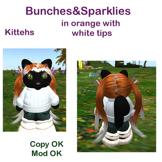 *Tiny B's Designs*Bunches&Sparklies-orange white tips-kitty