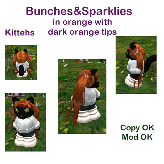*Tiny B's Designs*Bunches & Sparklies -orange w/dark orange tips -kitteh
