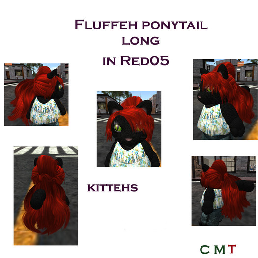 *Tiny B's Designs*Fluffeh ponytail long -red05