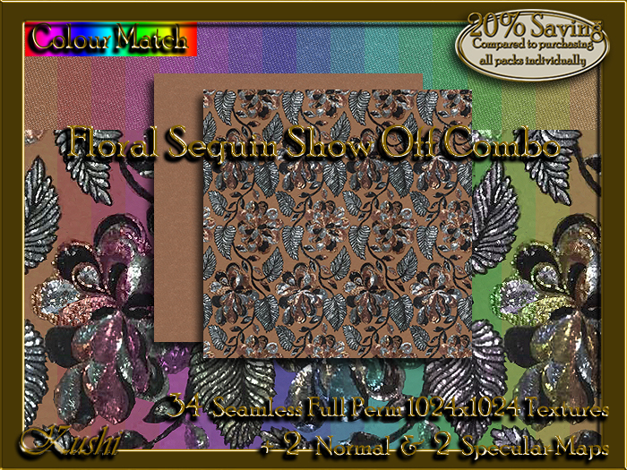 !Kushi! FloralSequinShowOffCOMBO Textures -WEAR TO UNPACK