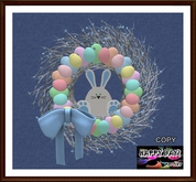 Easter - Bunny with Easter Eggs Wreath - Blue