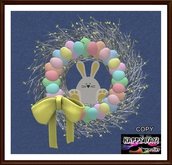 Easter - Bunny with Easter Eggs Wreath - Yellow