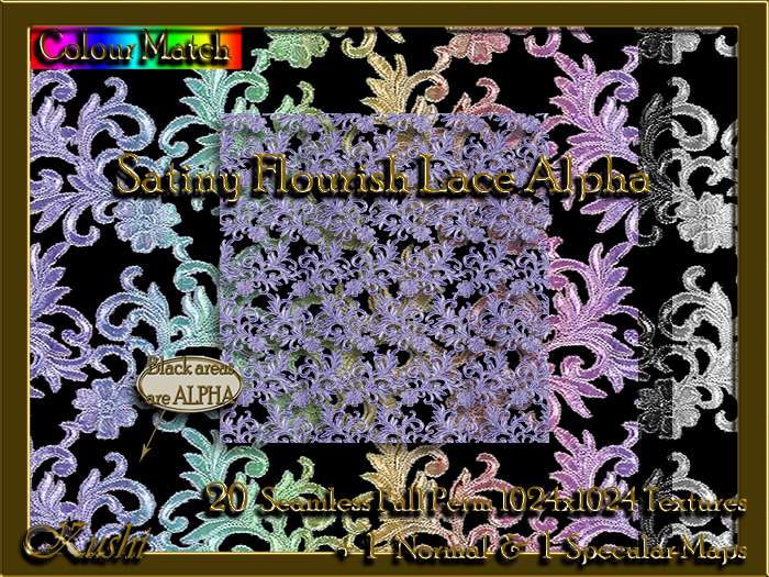 Satiny Flourish Lace Alpha Seamless Textures