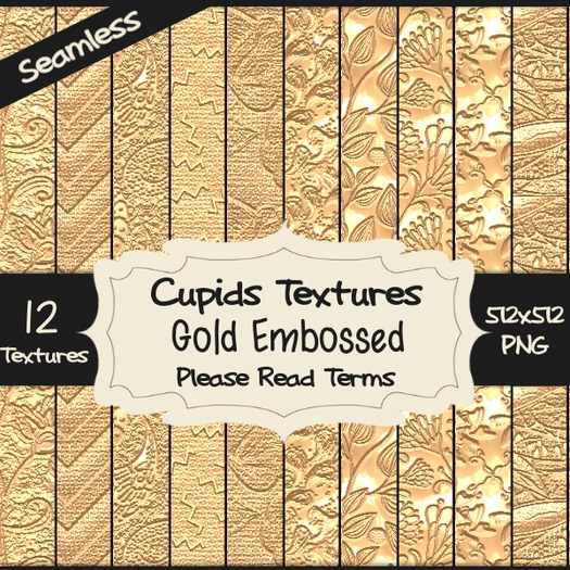 *Cupids Textures * 12 GOLD EMBOSSED