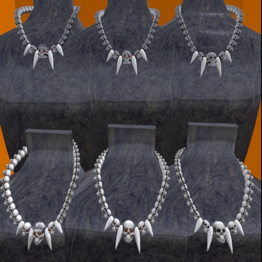 Demoness skull and fang necklace line