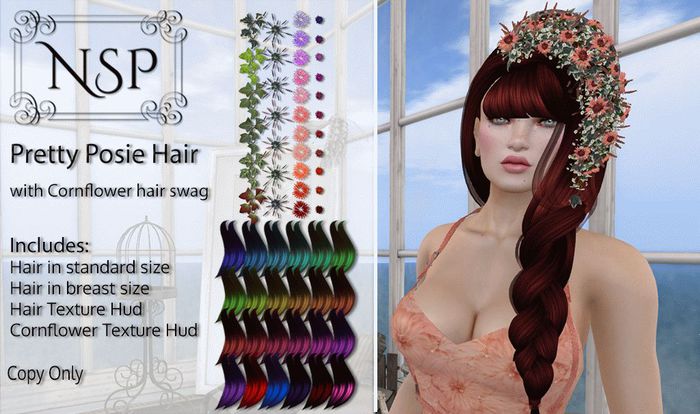 NSP Pretty Posies Hair & Swag - Colors V1 pkg hud