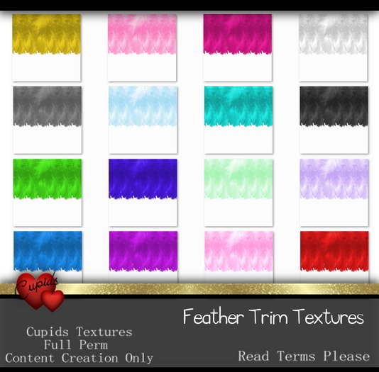 *CUPIDS TEXTURES* 16 Feather Trim Textures