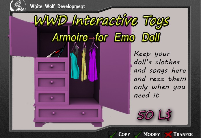 WWD Interactive Toys - Emo Doll Armoire