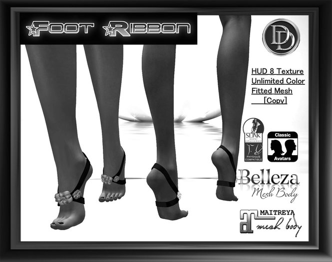 "DD" Foot Ribbon - Belleza - Maitreya - Slink DEMO