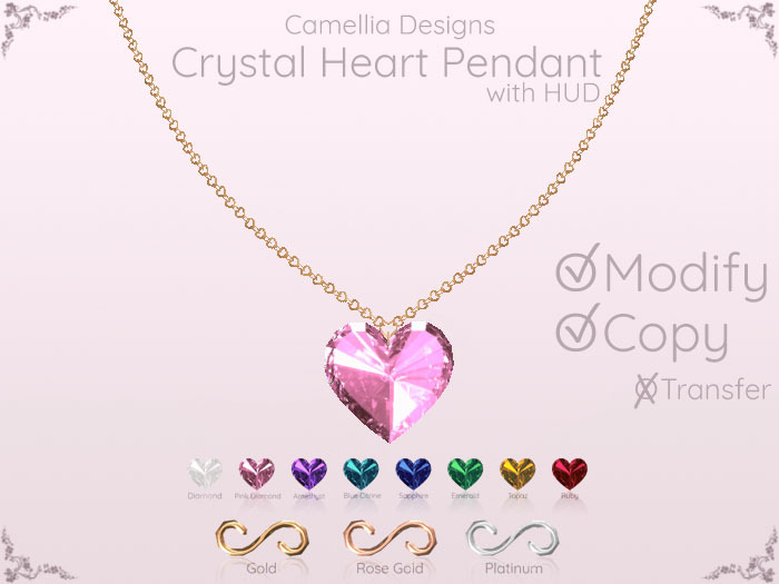 Camellia - Crystal Heart Pendant