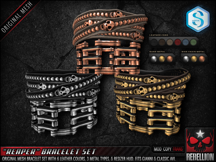 = REBELLION = "REAPER" BRACELET SET