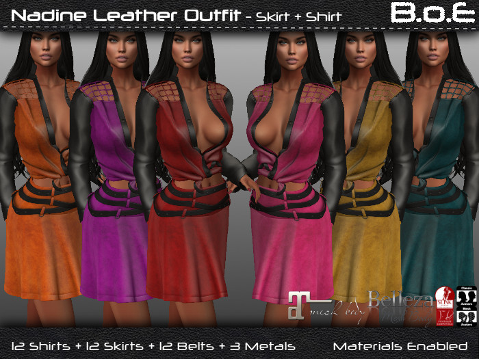 B.o.E - Nadine Leather Outfit - Maitreya, Belleza, Slink