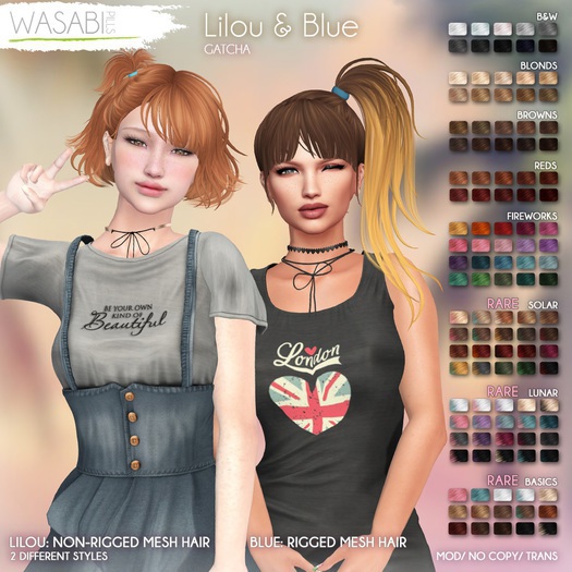 /Wasabi Pills/ Blue Mesh Hair - Solar Ombre RARE