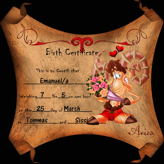 **BIRTH CERTIFICATE ARIES