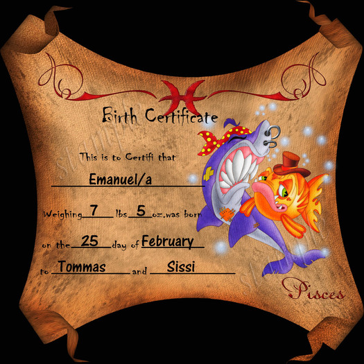 **BIRTH CERTIFICATE PISCES