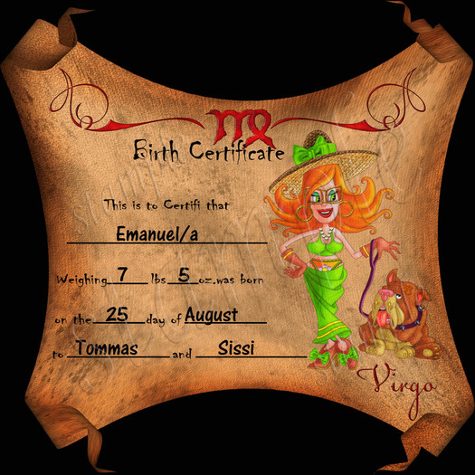 **BIRTH CERTIFICATE VIRGO
