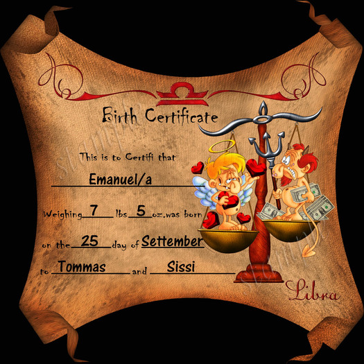 **BIRTH CERTIFICATE LIBRA