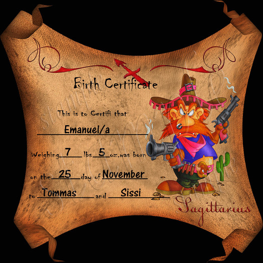 **BIRTH CERTIFICATE SAGITTARIUS