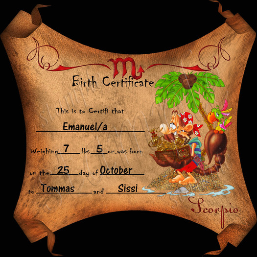 **BIRTH CERTIFICATE SCORPIO