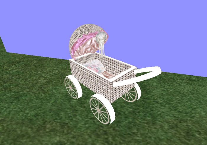 Antique White Wicker Doll Carriage