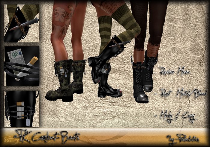 *PK Combat-Boots /Leather Black slx