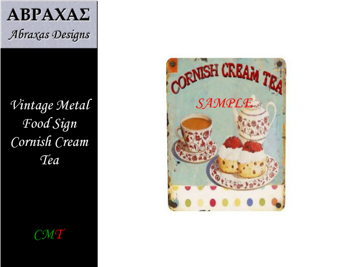 Vintage Metal Food Sign - Cornish Cream Tea
