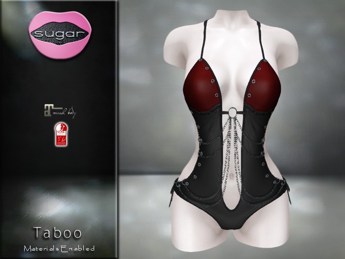 :-:SUGAR:-: Taboo {BLACK LEATHER w RED TRIM}