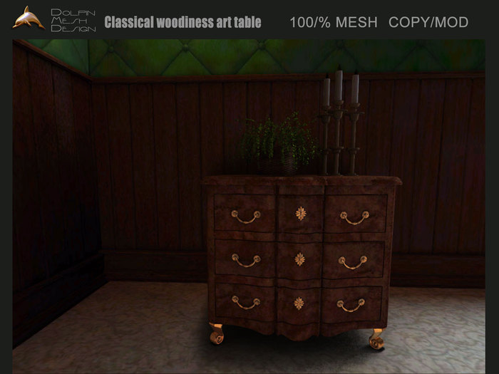 [Dolphin Design] Classical woodiness art table