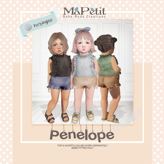 [M] Bebe Penelope Shorts Set (Fitted) - Meringue