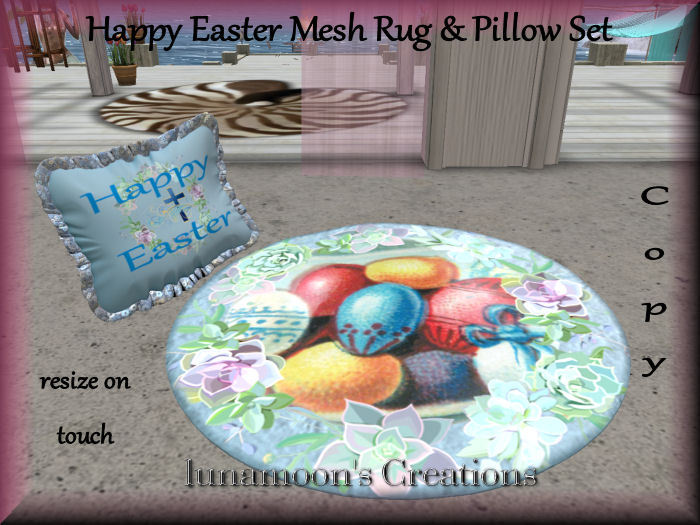 Happy Easter Mesh Rug & Pillow Set